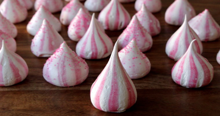 Pink rainbow meringue kisses