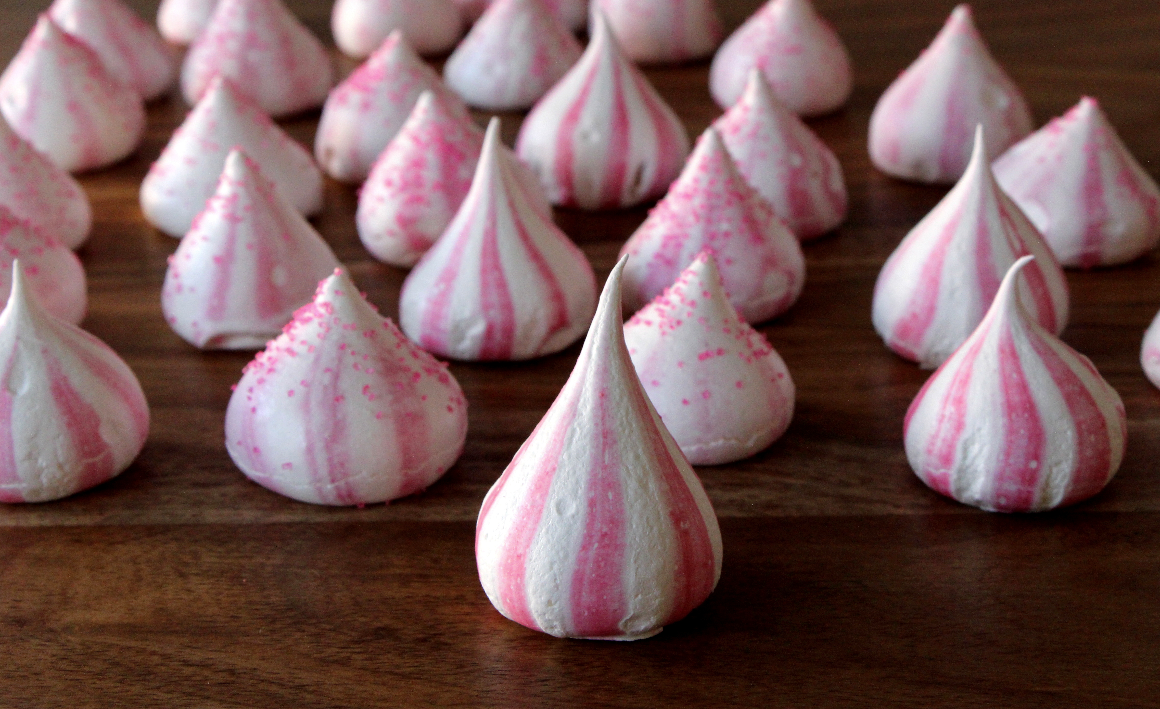 Pink rainbow meringue kisses