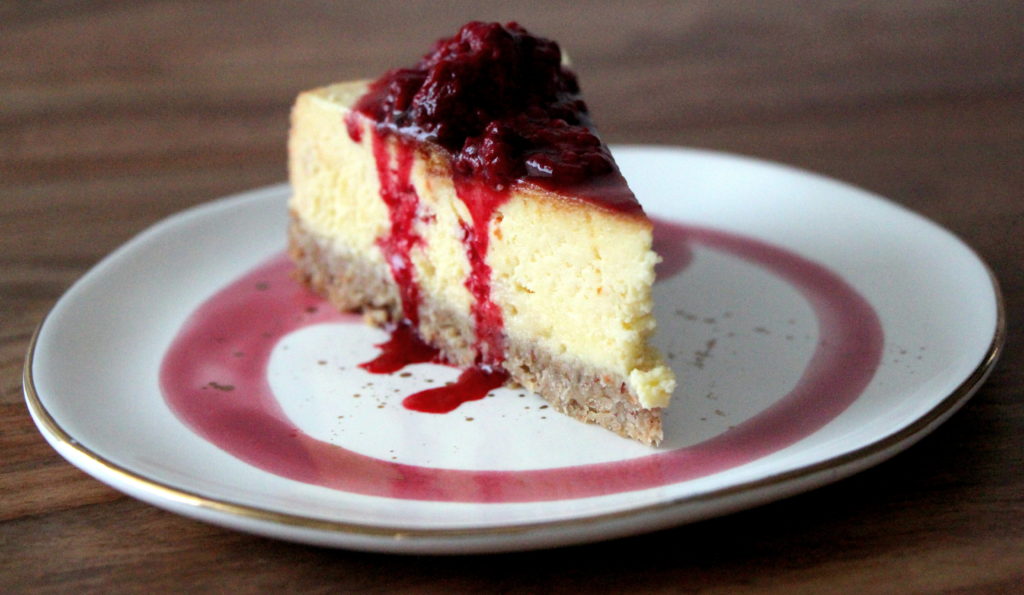 White chocolate raspberry cheesecake