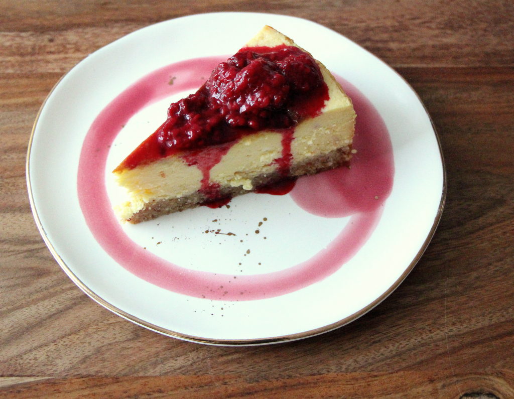 White chocolate raspberry cheesecake