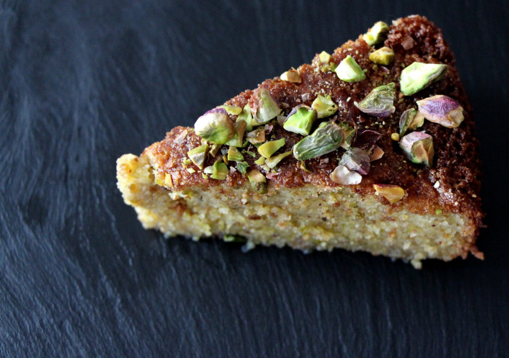 Pistachio and rose water cake