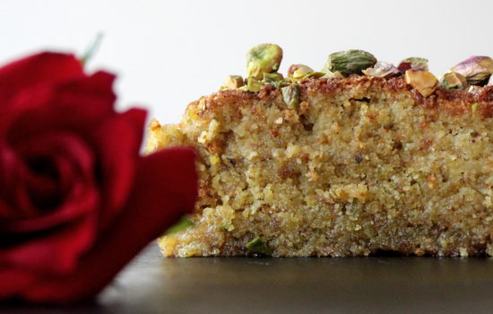 Pistachio and rose water cake