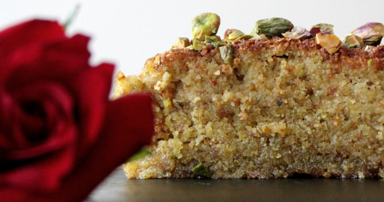 Pistachio and rose water cake