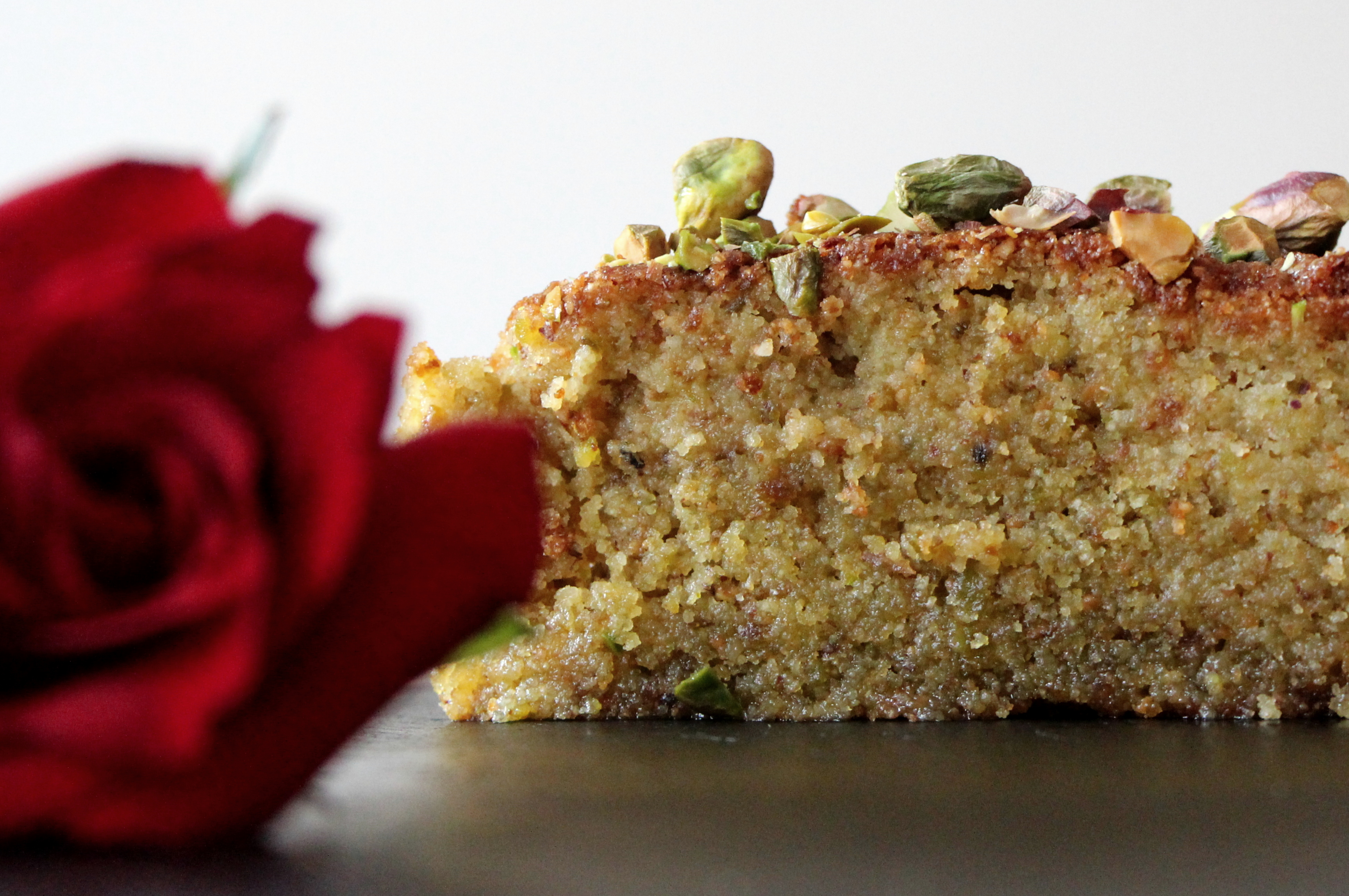 Pistachio and rose water cake