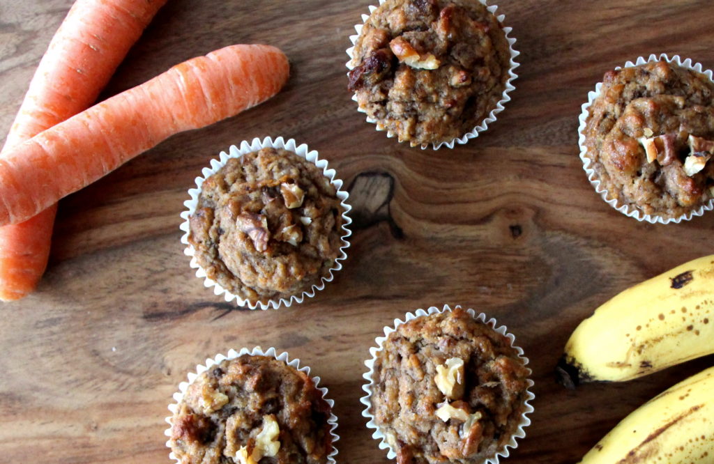 Healthy carrot banana muffins