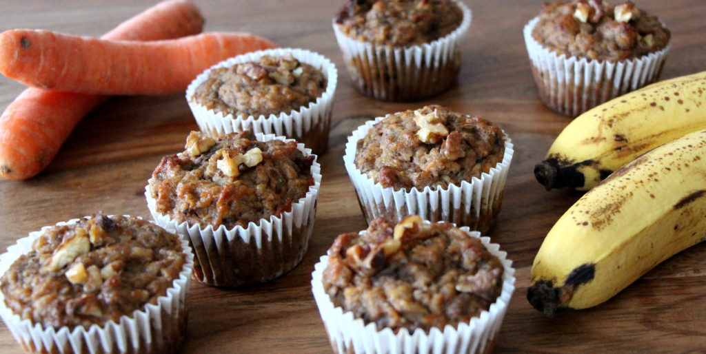 Healthy carrot banana muffins