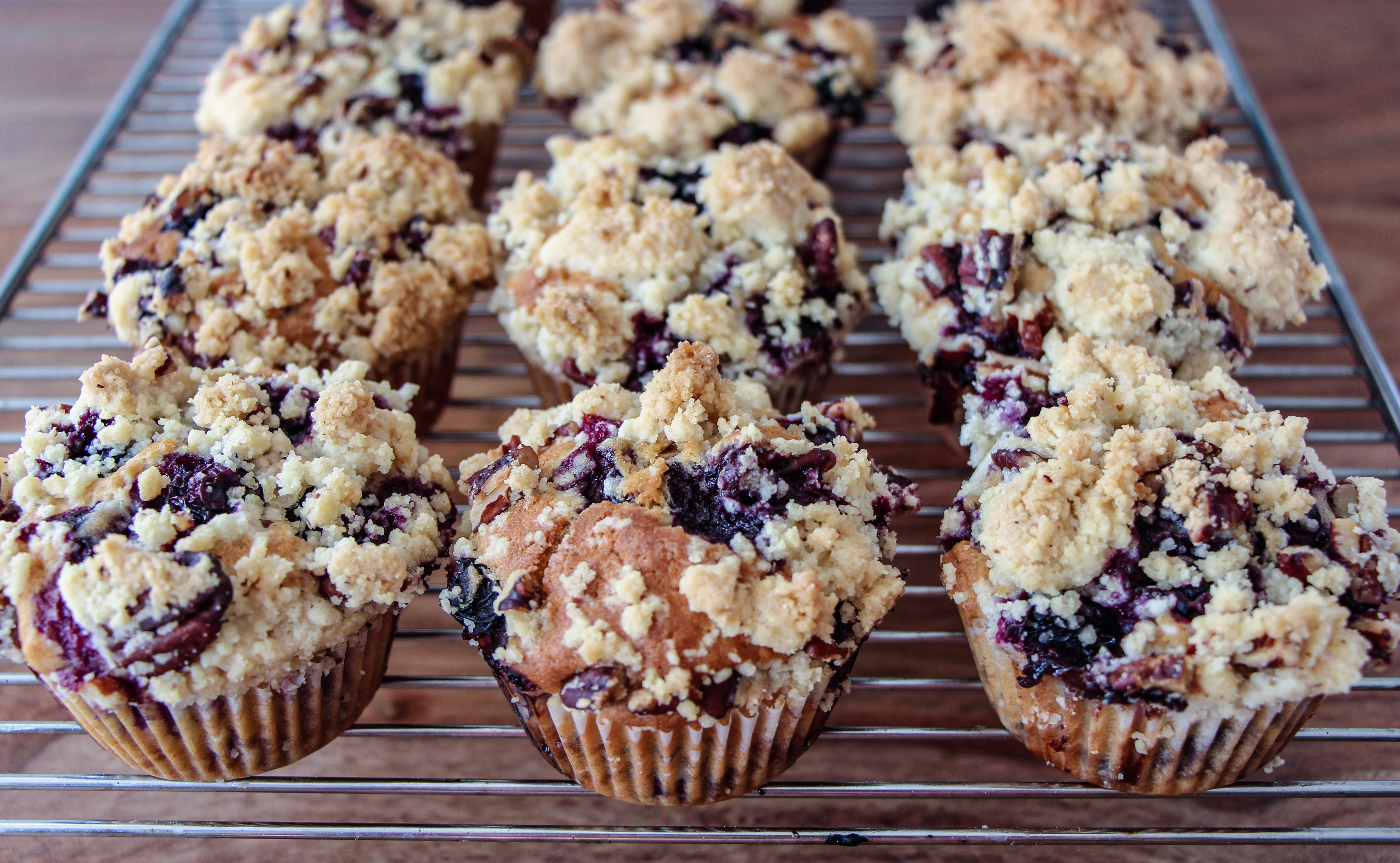 Blueberry Pecan Streusel Muffins