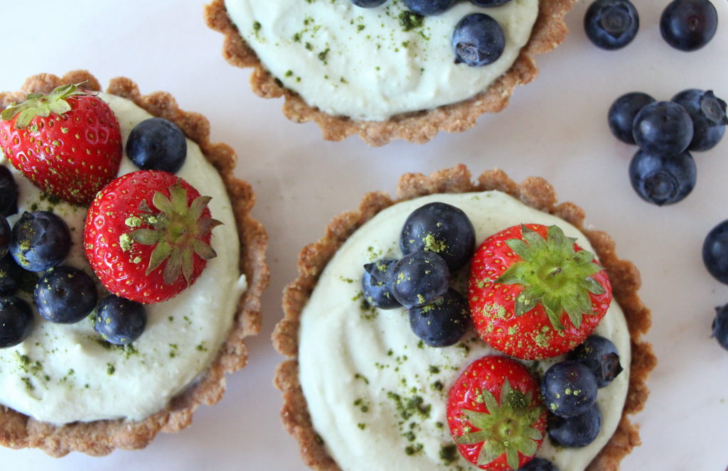 Matcha Coconut Berry Tartlets