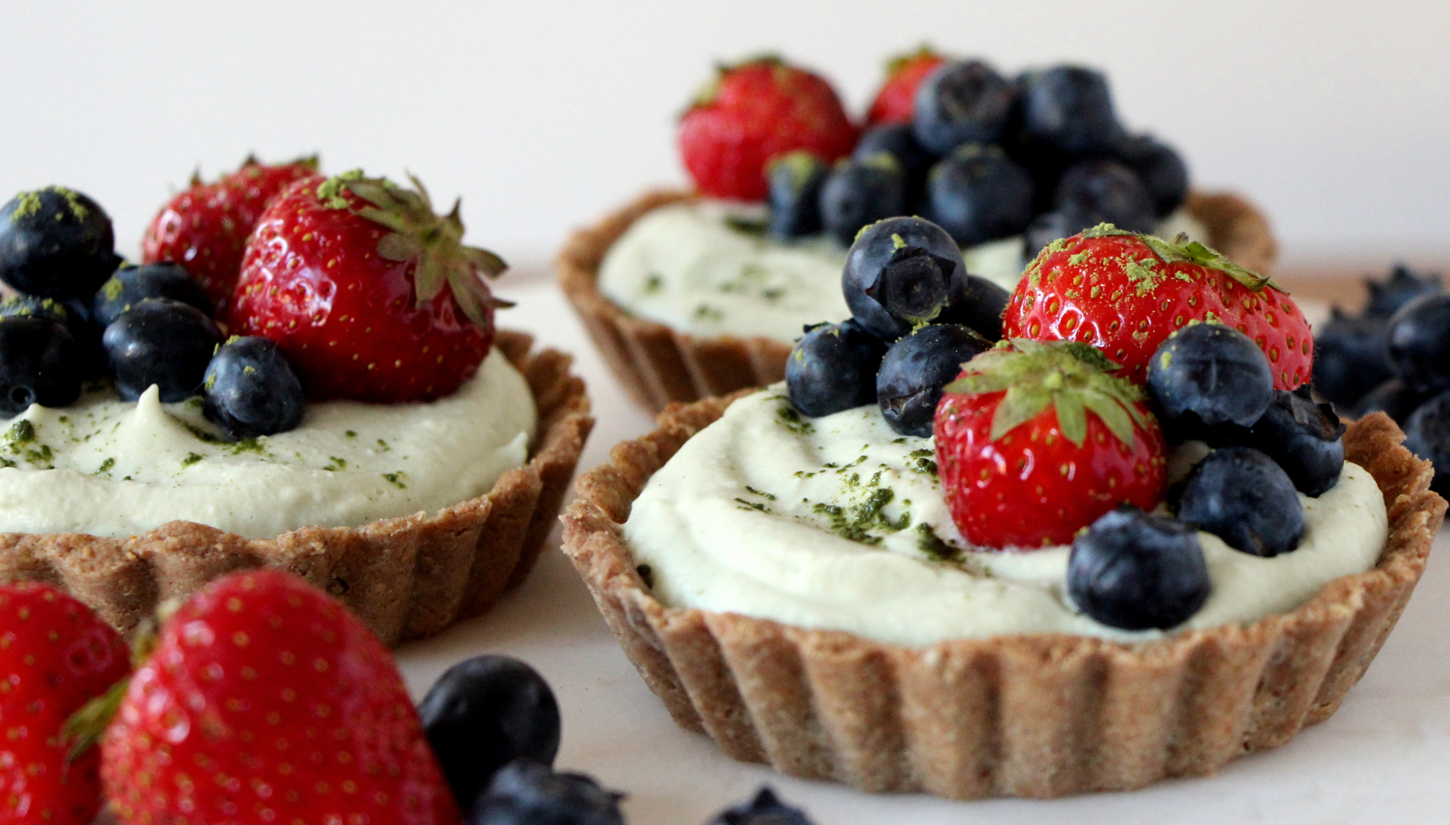 Matcha Coconut Berry Tartlets