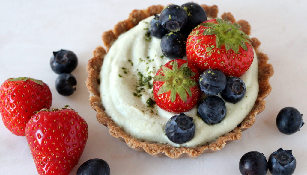 Matcha Coconut Berry Tartlets