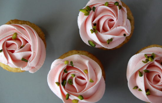 Pistachio and Rose Cupcakes