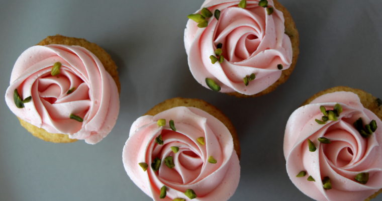 Pistachio and Rose Cupcakes