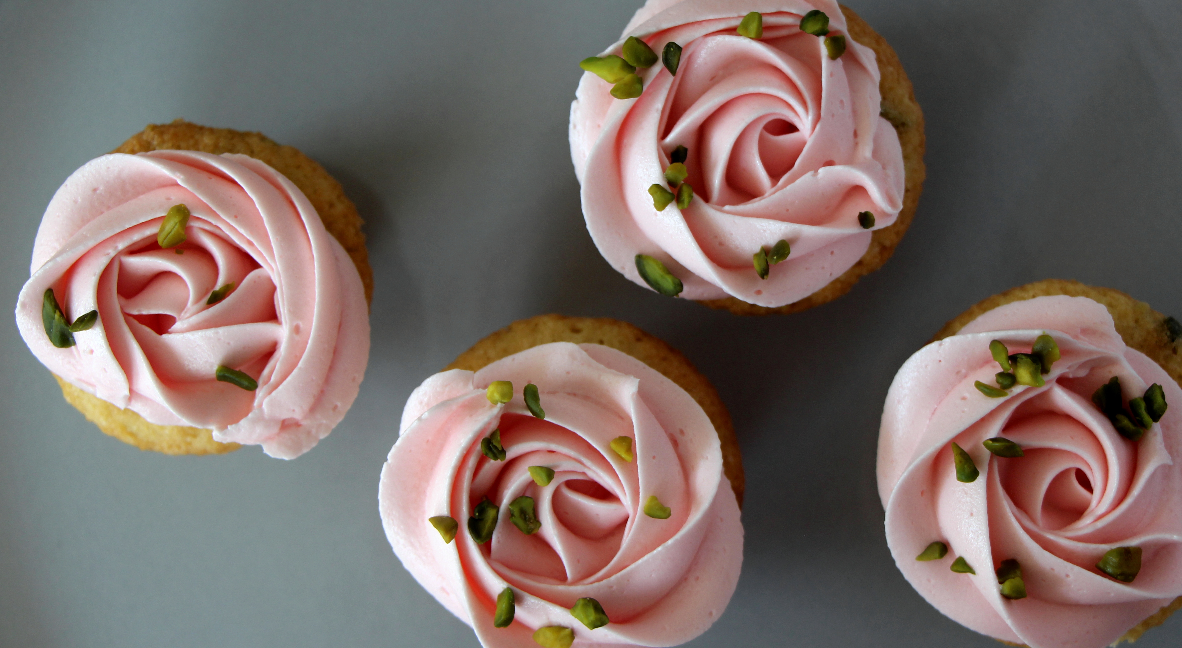 Pistachio and Rose Cupcakes