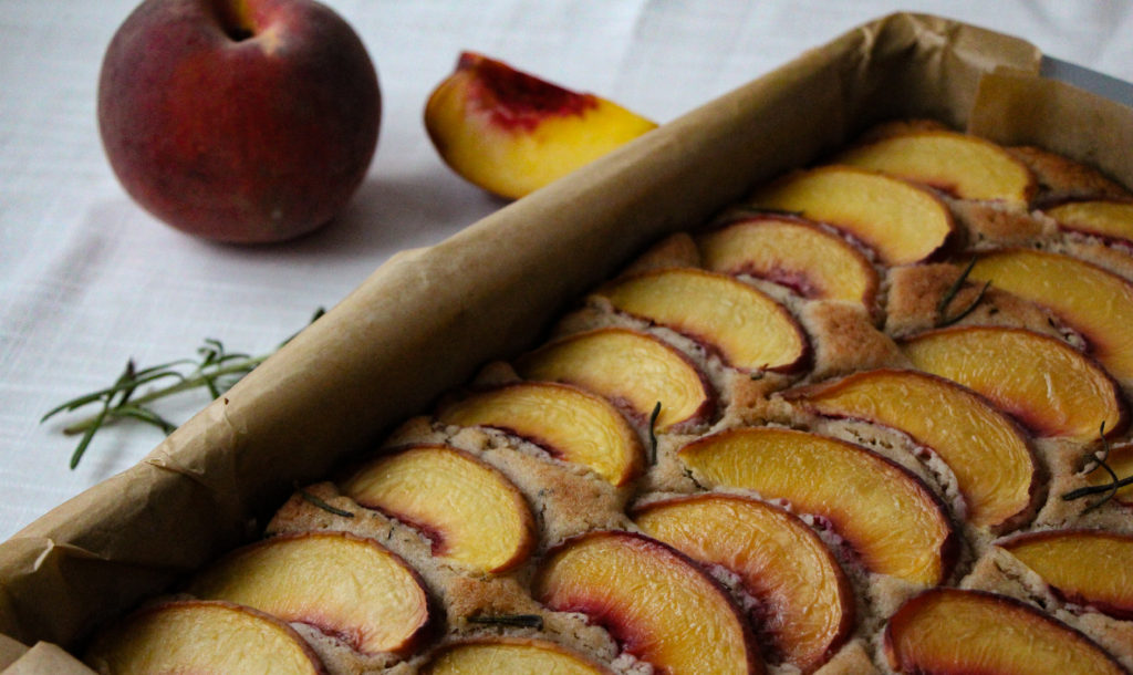 Peach and rosemary cake