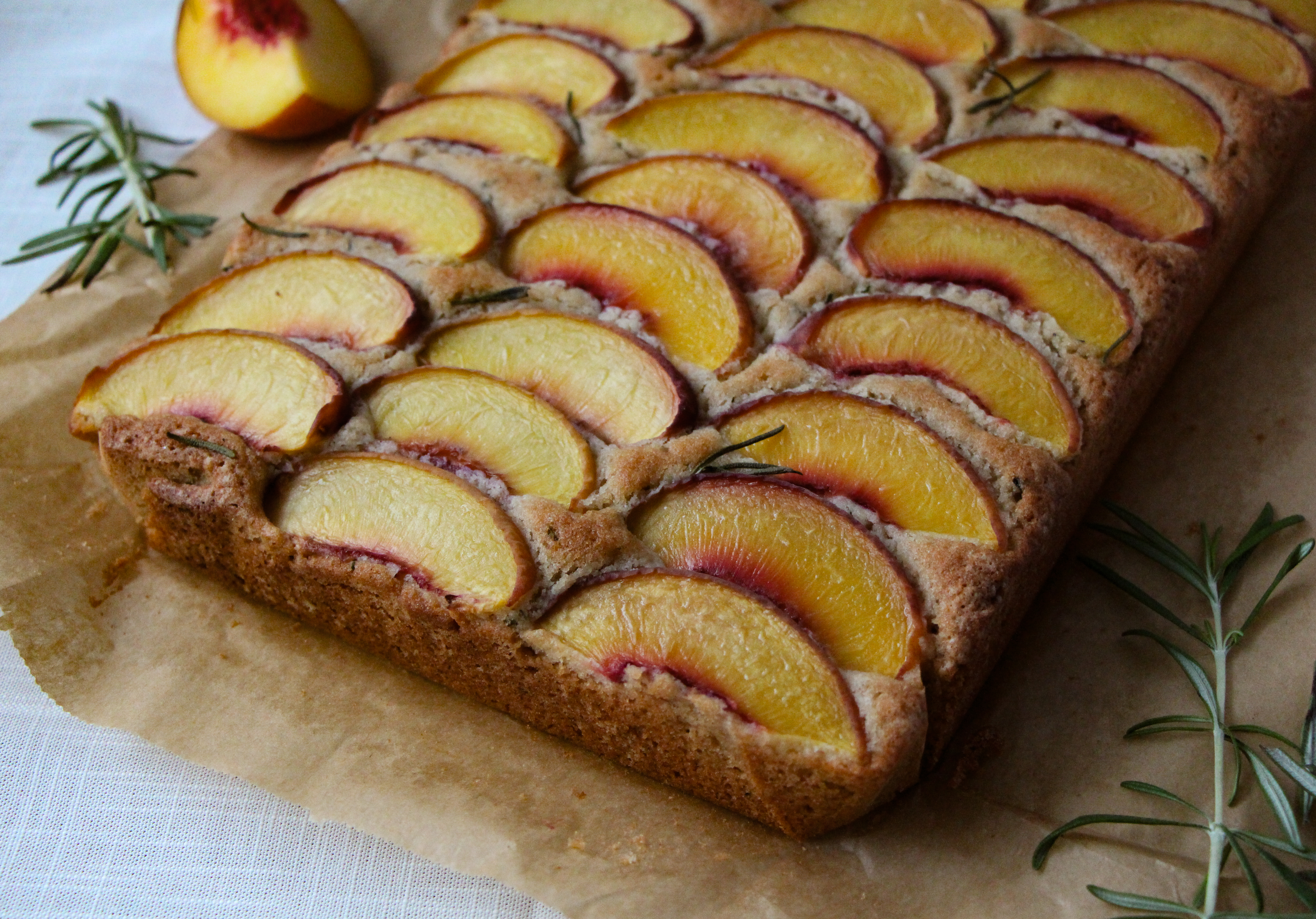 Blog anniversary: Peach and Rosemary Cake