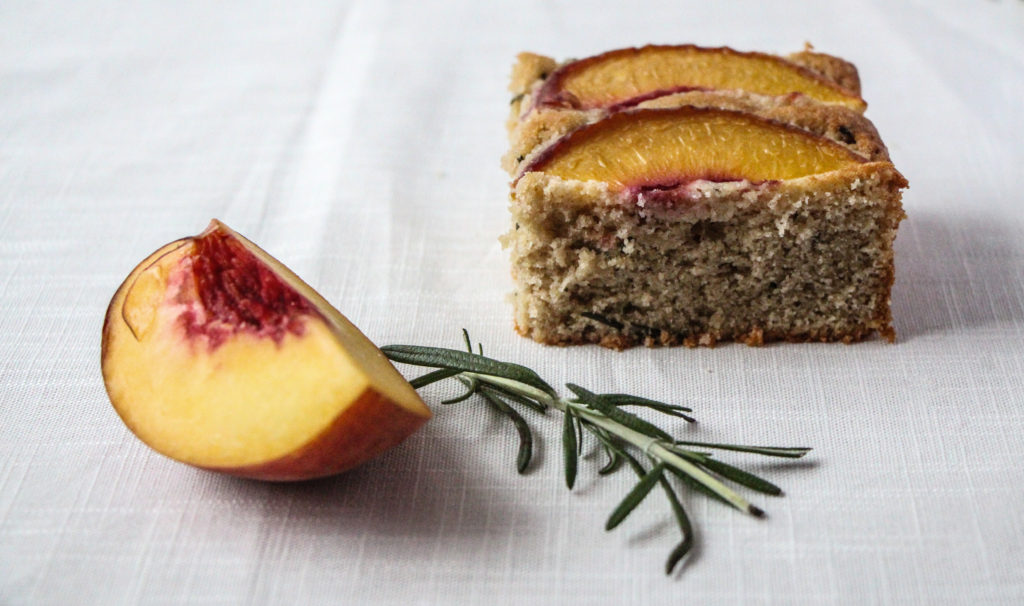 Peach and rosemary cake