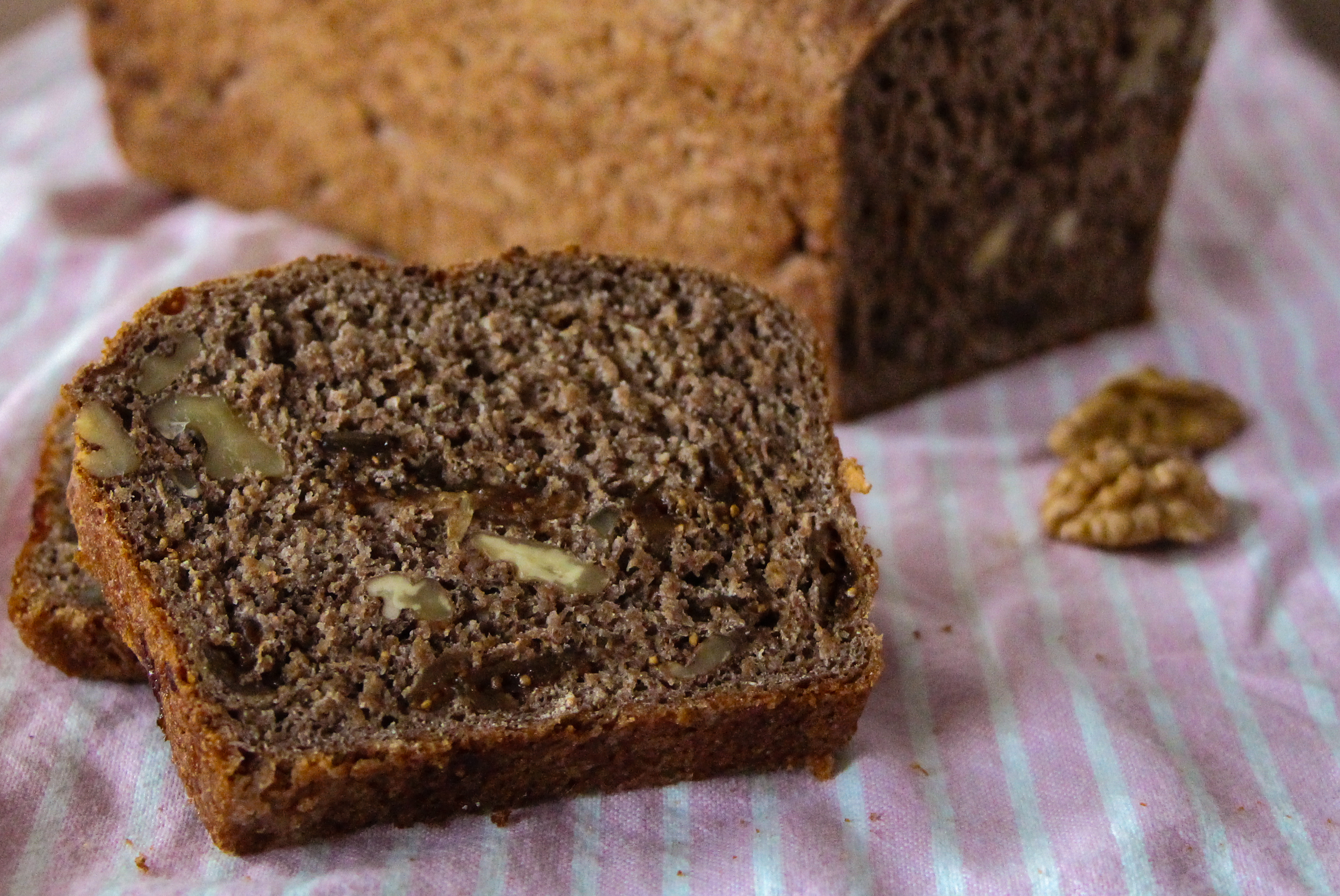 Whole grain fig and walnut bread