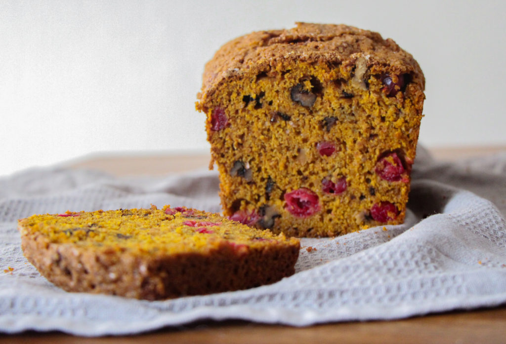 Pumpkin Walnut Cranberry Bread