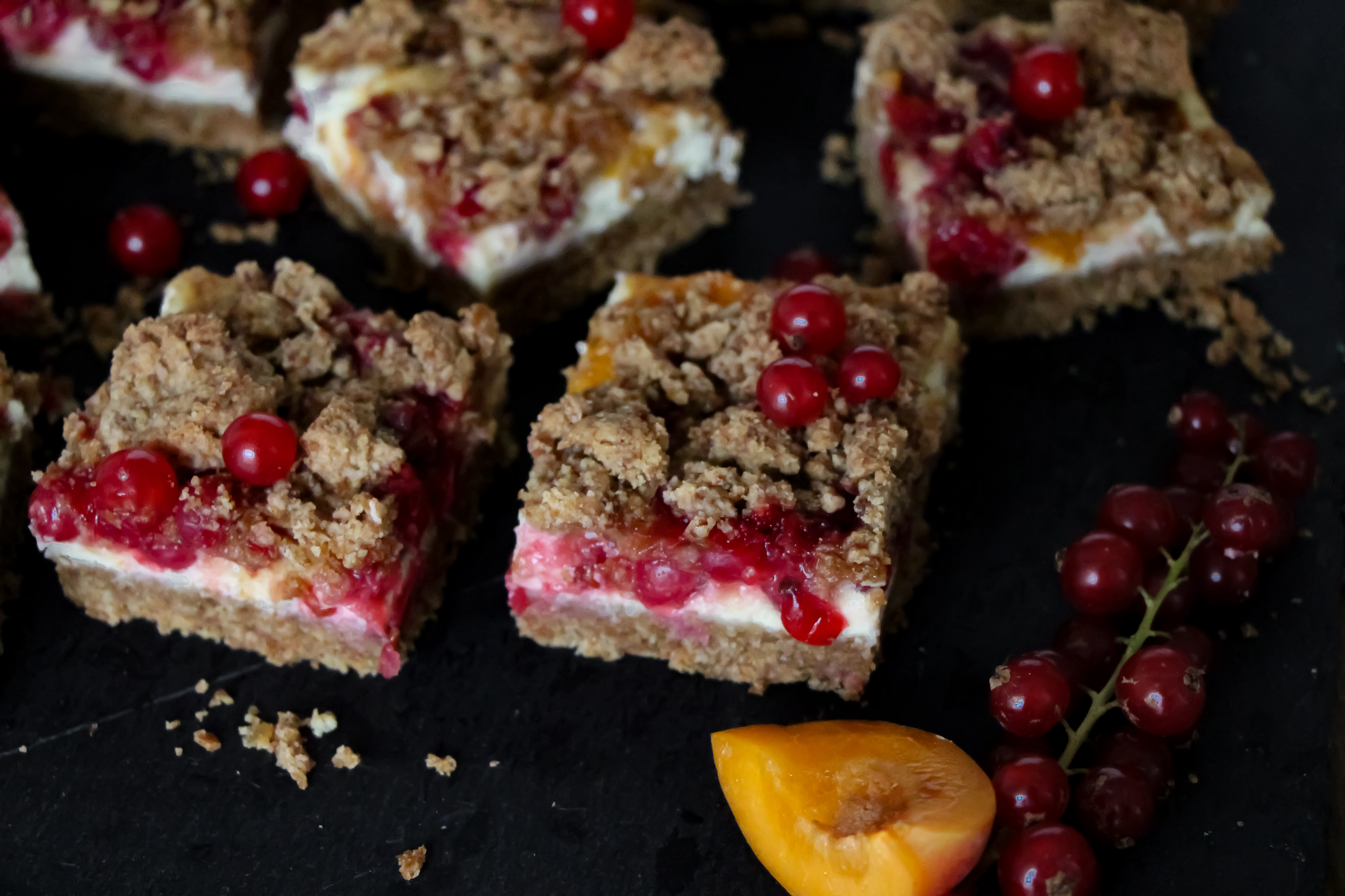 Red Currant and Apricot Crumble Cake