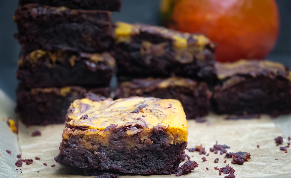 Halloween Rezept: Kürbis-Brownies (vegan)